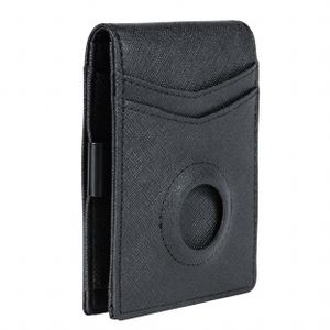 Schlanke Herren-Brieftasche aus Karbonfaser mit integriertem Etui-Halter für Air-Tag, RFID-blockierende Geldbörse, Geldklammer, Air-Tag nicht im Lieferumfang enthalten