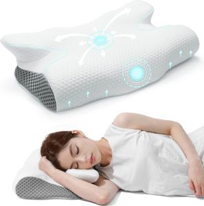 OKWISH Orthopädisches Kissen , Nackenstützkissen , Seitenschläferkissen , Memory Foam Kopfkissen, 61x38cm