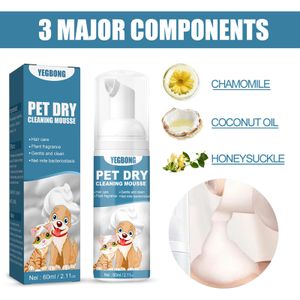 60ml Trockenshampoo für Haustiere,  schäumendes Shampoo für Hunde und Katzen, Kein Ausspülen Erforderlich, schnell und einfach anzuwenden