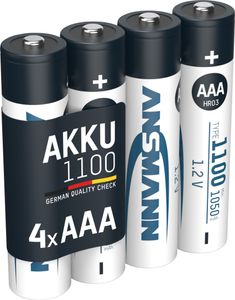 ANSMANN Akku AAA, 4 Stück, 1050 mAh 1,2V NiMH