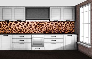Küchenrückwand Folie selbstklebend LEOPARDENFELL 350 x 60 cm - Klebefolie - Dekofolie - Spritzschutz für Küche -
