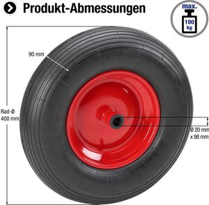 Metafranc Schubkarrenrad "Pannensicher" 400mm Stahlfelge, 810800
