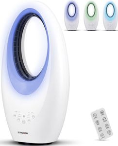 Tichý Výkonný Ventilátor Bez Lopatek S Dálkovým Ovládáním Led Časovač Oscilace 40W Bílý
