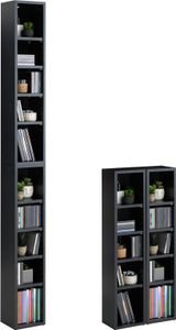 CD DVD Blueray Regal CHART in Betonoptik – Zweiteiliges Medienregal, Aufbewahrung, CD-Ständer mit 10 Fächern für bis zu 160 CDs, 20x187 cm (B x H)