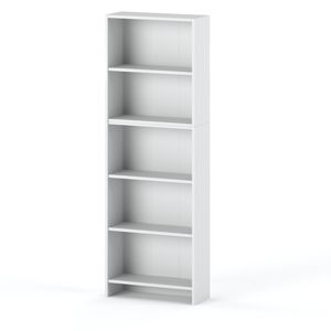 STIV Möbel | Regał Biały Mat 60x189 cm | 5 otwartych półek | Regał na książki, zabawki, dokumenty – do salonu i biura