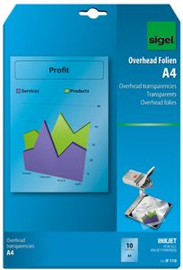 SIGEL IF110 InkJet Overhead-Folien, transparent, 100 µm, A4, 10 Blatt