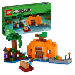 LEGO 21248 Minecraft Die Kürbisfarm Set, baubares Spielzeug-Haus mit Frosch, Boot, Schatztruhe sowie Steve- und Hexen-Figuren, Sumpfbiom-Actionspielzeug, Geschenk für Kinder, Jungen, Mädchen