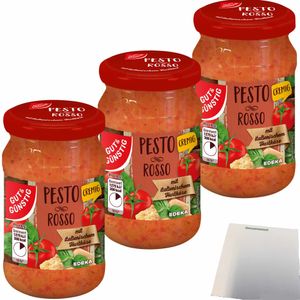 Gut& Pesto Rosso cremig mit italienischem Hartkäse 3er Pack (3x190g Glas) + usy Block