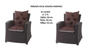 Sada 2 podsedákov na stolièky | Podsedák 50x55x50 hnedá | podsedák stolièka | vonkajší vankúš na stolièku | podsedák záhradný nábytok