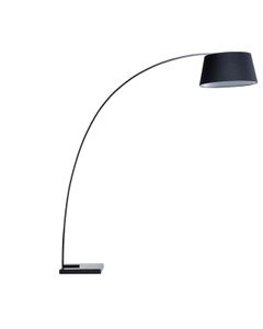 BELIANI Stojací lampa černý kov 188 cm látkové stínítko mramorová základna dlouhý kabel s vypínačem Oblouková lampa Moderní design