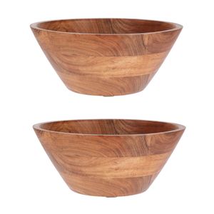 2x Edle Akazienholz Schale Schüssel Ø 25 cm Holzschale Holzschüssel Salatschüssel Obstschale