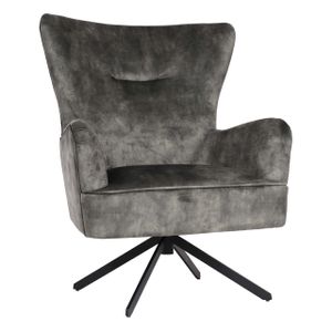 Lounge-Sessel HWC-L63, Cocktailsessel Polstersessel Relaxsessel, drehbar, vintage Samt Metall  grau-grün