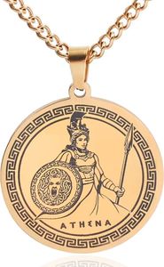 Grécky boh Pallas Náhrdelník Athena - Talizman z mytológie zlatej farby - Nerezová oceľ - Athena - Pax Amare