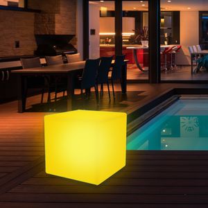 wuuhoo I LED Solar Würfel XL Leuchthocker Kubi mit 16 Farben und Fernbedienung + Akku I Für Innen und Außen 40x40x40 cm