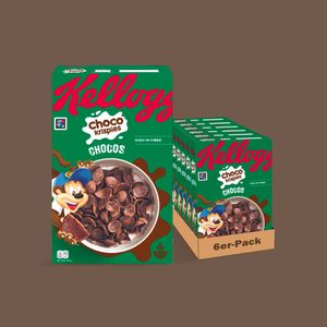 Kellogg's Choco Krispies Chocos (6 x 420 g) – schokoladige Cerealien verwandeln die Milch in Kakao – knusprige Cereal-Chips mit Schokoladengeschmack