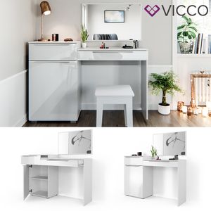 Vicco Toaletní stolek + lavice Little Lilli White High Gloss 135 x 90 x 39 Dřevěný materiál