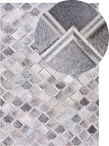 BELIANI Dywan szary 160 x 230 cm skórzany ręcznie tkany salon sypialnia