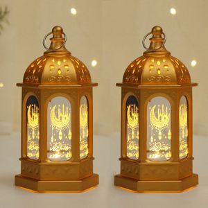 2Stk Ramadan Deko Lampe,Eid Mubarak Laterne Mond Stern Dekoration, Hängend Ramadan Deko Licht für Muslimische Festival Dekorative(Gold)