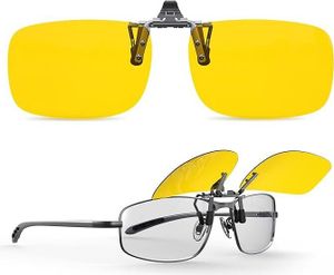 GKA Überbrille Aufsatz Clip on Nachtfahrbrille Gelbbrille Sonnenbrillenaufsatz klappbar Nachtsichtbrille für Brillenträger blendfrei