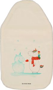 Mr. & Mrs. Panda Wärmflasche Einhorn Schneemann - Weiß - Geschenk, Unicorn, Einhorn Deko, Kuchen, Kinderwärmflasche, Wärmekissen, Kleine Wärmflasche, Einhörner