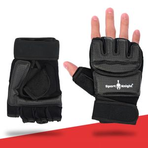 Boxhandschuhe Mma, optimale Bewegungsfreiheit, gepolstert, lange Bandage und verstellbarer Klettverschluss, Schwarz / XL