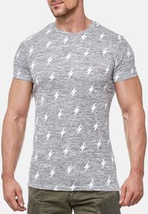 T-Shirt Blitz Muster Print Kurzarm Rundhals Shirt Slim Fit HarryPee |