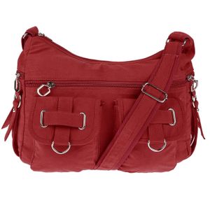 Damenhandtasche Schultertasche Tasche Umhängetasche Canvas Shopper Crossover Bag Rot