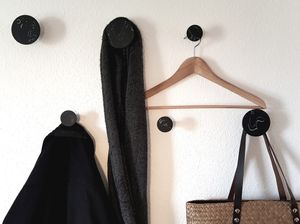 Libaro Wandhaken schwarz marmoriert 6er Set, 3 kleine und 3 große Kleiderhaken, runde dekorative Garderobenhaken