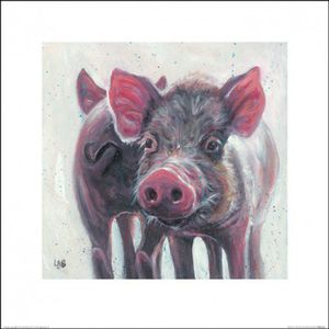 Schweine Poster Kunstdruck - Heads Or Tails, Louise Brown (40 x 40 cm)