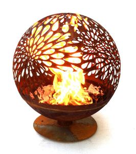 Feuerstelle Feuerkorb Romantik aus Cortenstahl Roststahl 80/80/90 cm