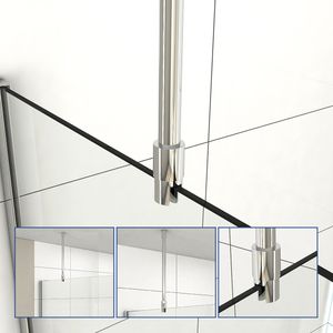Meykoers Stabilisationsstange für Duschen, Haltestange für Glasstärke 6/8/10/mm - Decke, Decke Kreisförmige Stützstange Duschwand, 500mm Stabilisator (Chrome) - Edelstahl + Kupfer