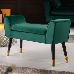 riess-ambiente Elegante Sitzbank SCARLETT 90cm smaragdgrün Samt mit Armlehnen Polsterbank Bank