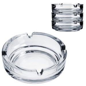 3x Aschenbecher aus Glas klassisch transparent Durchmesser 10,7 cm Höhe 3,5 cm spülmaschinenfest