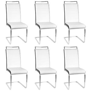 6er Set Esszimmerstühle Stühle  Freischwinger Stühle Bow Esstischstuhl Küchenstuhl Barstuhl - hohe Rückenlehne,Weiß Schwarz