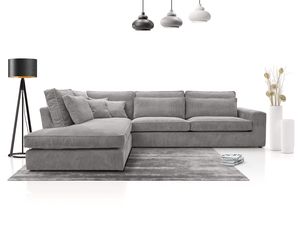 MEBLITO Sofa Big Sofa Ecksofa Haidi L- Form Funktionssofa Wohnlandschaft Design Couch Links Grau (Lincoln86)