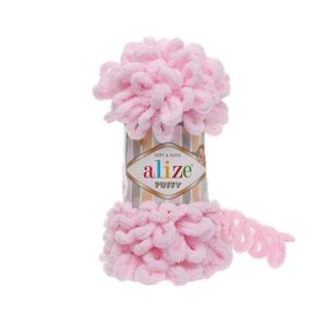 Alize Puffy PREMIUM Wolle Fingerstrick-Wolle, Schlaufenwolle, Chenille Garn, 100gr, 31 - Babypink
