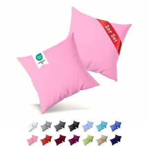 2er Pack Kissenbezug Kissenhülle  40x60  cm Uni Baumwolle mit Reißverschluss Altrosa