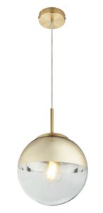 Globo Lighting Hängeleuchte Metall, Glas, goldfarben, Kabel PVC Transparent, ø: 200mm, H: 1200mm, exkl. 1x E27 40W 230V