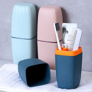 3 Stück Reise-Mundbecher, einfacher Waschbecher, tragbares Zahnbürsten-Box-Set, Aufbewahrungsbox für Zahnbürsten Outdoor-Geschäftsreise, Reisezubehör-Box