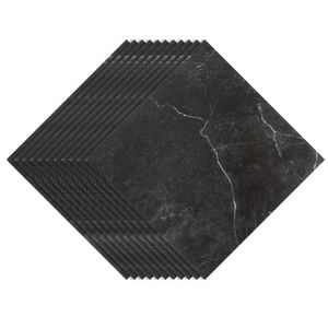 Jiubiaz Vinylboden,PVC Bodenbelag,Selbstklebende Fliesen,Marmoreffekt,Schwarz,ca.3m²/33 Fliesen