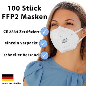 FFP2 Maske Mundschutz Schutzmaske 5-lagig Atemschutzmaske CE 100 Stück adpro