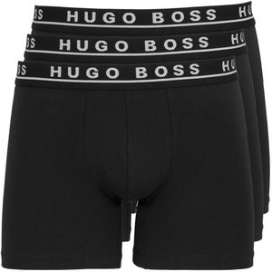 HUGO BOSS Herren Boxer Briefs, 3er Pack -  Logobund, Baumwolle Stretch Schwarz 3XL