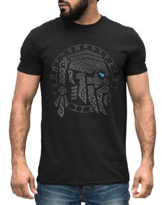 Herren T-Shirt Odin Ragnar Gott Nordisch Runen Valhalla Wikinger Nordmänner Mythologie Neverless® schwarz XXL