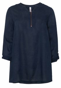 sheego Damen Große Größen Longtunika in A-Linie, mit Zipper am Ausschnitt Tunika Citywear feminin Rundhals-Ausschnitt - unifarben