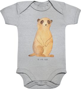 Mr. & Mrs. Panda Organic Baby Body Erdmännchen 1. - 3. Monat - Heather Grey - Geschenk, Junge, Afrika, Roadtrip, Wickelbody, Mädchen, Afrikareise, Baby Erstausstattung