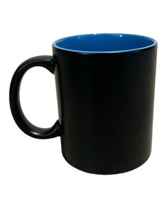 1 Stk. Zaubertasse in Schwarz-Matt, farbige Innenseite "Blau"