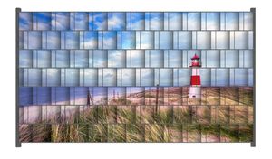 Wallario Zaunsichtschutz mit Motiv Leuchtturm am Strand von Sylt für Ein- und Doppelstabmatten Zäune in der Größe 250 x 140 cm