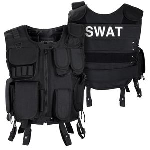 Black Snake® SWAT Einsatzweste taktische Weste schwarz Paintball Softair Gotscha Brustschutz - XS/S - SWAT