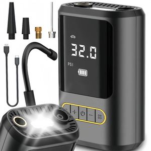 Elektrische Luftpumpe mit 4000mAh Akku, 150PSI, Tragbar Fahrradpumpe, LED Licht, USB-Aufladung, Mini Kompressor für Alle Ventile, Auto, Fahrrad