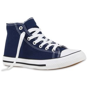 Mytrendshoe Damskie Trampki Wysokie Płaskie Buty Treningowe Materiałowe Oczka 78922, Kolor: Granatowy, Rozmiar: 36